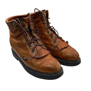 Justin Boots Tan Leather Women's Lace-Up Work Boots
